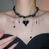 Korean Y2K Style Double Layer Choker Jewelry Metal Clavicle Chain Halloween Cross Necklace  Cosplay