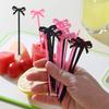 20Pcs Mini Fruit Forks Toothpicks Skewer Set For Kids Children Plastic Bow Food Picks For Bento Lunch Box Decorating Accessories