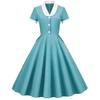 Vintage Plaid Dress With Piping And Pockets For Elegant Office Parties