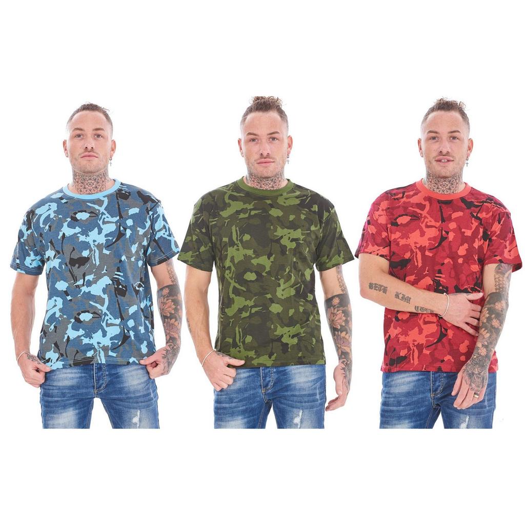 Keanu Mens Camouflage T-Shirt (Pack of 3)
