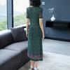 Fragmented floral pleated dress for women's summer new loose mid length covered belly style slimming pleated skirt