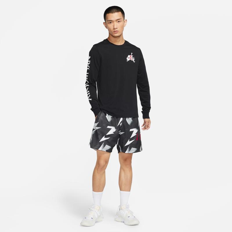 Air Jordan Logo Print Crewneck Long Sleeve T-Shirt Men Tops Black DN1447-010