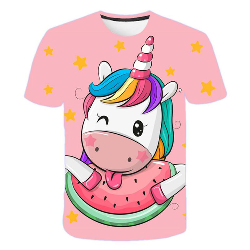 Cute Unicorn T-shirt Casual Comfortable Top 1 To 14 Years Old Boys and Girls Unicorn T-shirt Children 3D Printed Clothes