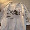 Summer Small Fresh Short Sleeved T Shirt Men and Women Couple Tide Brand Retro Cartoon Cat Printing Half Sleeve T Shirt