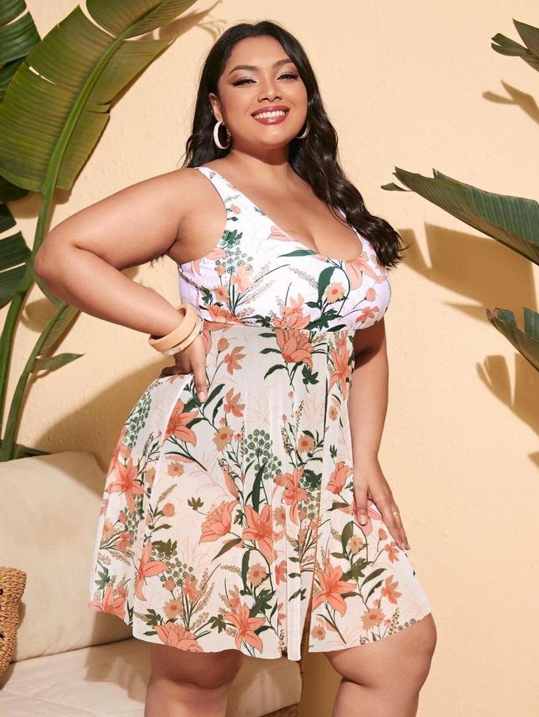 2024 European-American Sexy Backless Plus Size Slimming One-Piece Swimsuit for Women