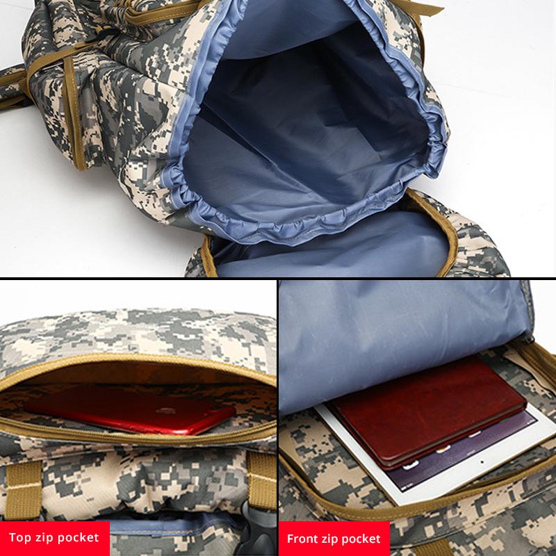 70L Large Capacity Camouflage Tactical Backpack Waterproof Outdoor Hiking Bag
