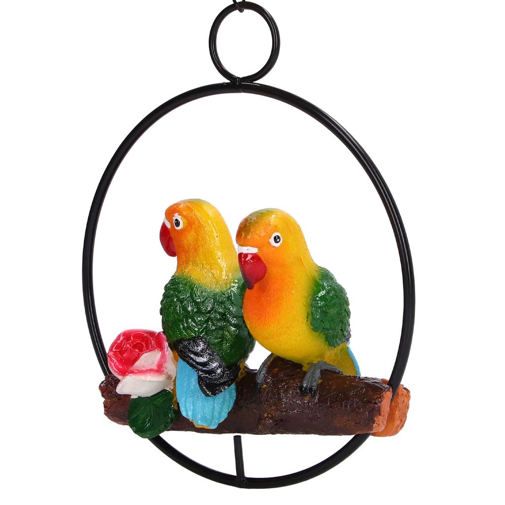 Hängende Papageien-Skulptur Hängende Ringstatue für Terrasse Rasen Haus- und Gartendekor
