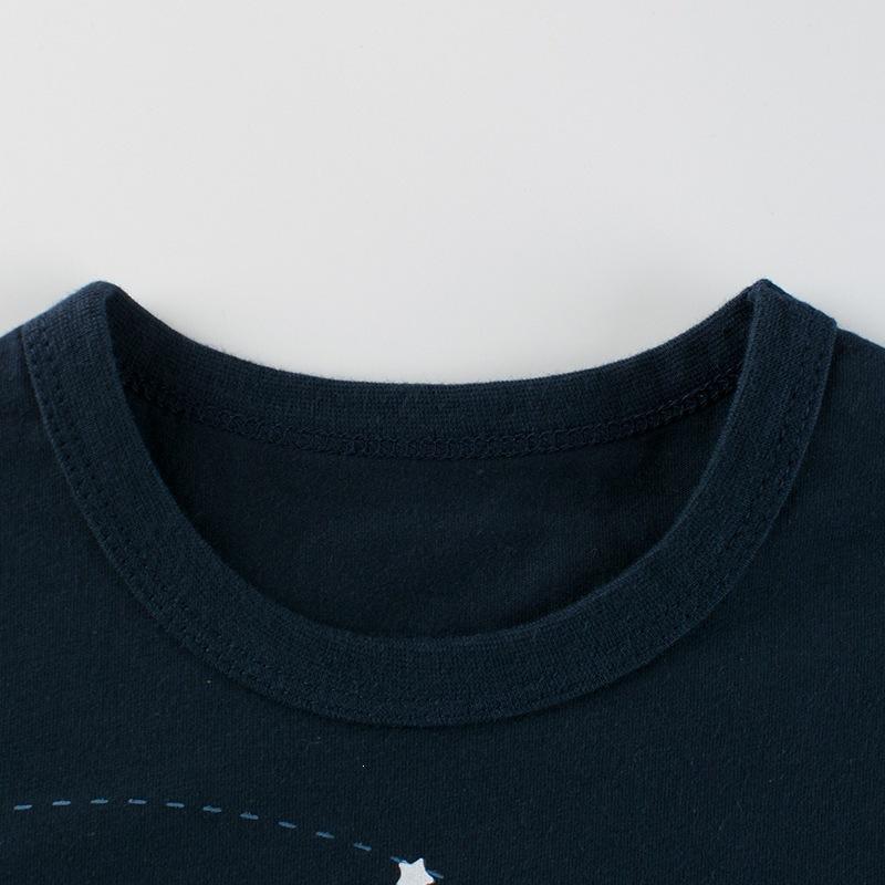 Korean Summer Short Sleeve T Shirt for Boys with Starry Sky Print Toddler Kids Top