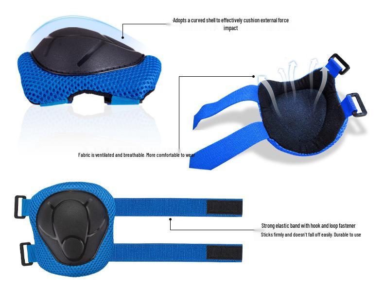 Kids' 6-Piece Protective Set: Knee & Elbow Pads for Skating, Skateboarding, Biking