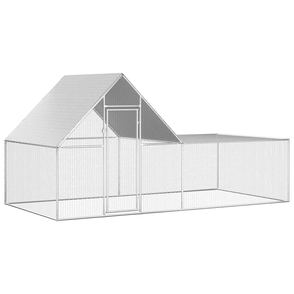 Vidaxl Voliera per Galline, 4 X 2 X 2 M, Acciaio Zincato