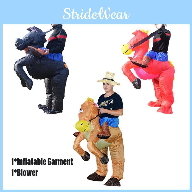 Inflatable Horse Costume Suit Interactive Party Clothing For Adults Polyester Material Brown/red/black