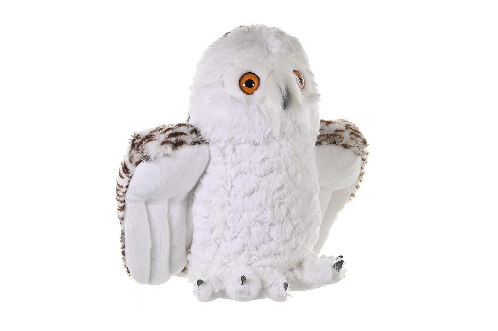 Wild Republic Snowy Owl Plush Soft W30 x D17 x 10957 Toy, Realistic, Material, Bird, Cuddlekins, H30cm,