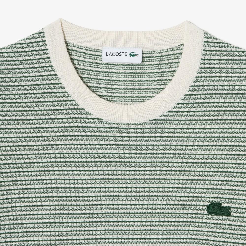[lacoste] Men's Multi-Stripe Short Sleeve Crewneck Pullover AH307E-56G132