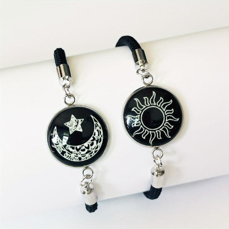 New 2Pcs/Set Matching Couple Bracelet Noctilucent Sun Moon Paired Love Braclet Valentine Day Gift Wish Fabric Braslet Pulseras