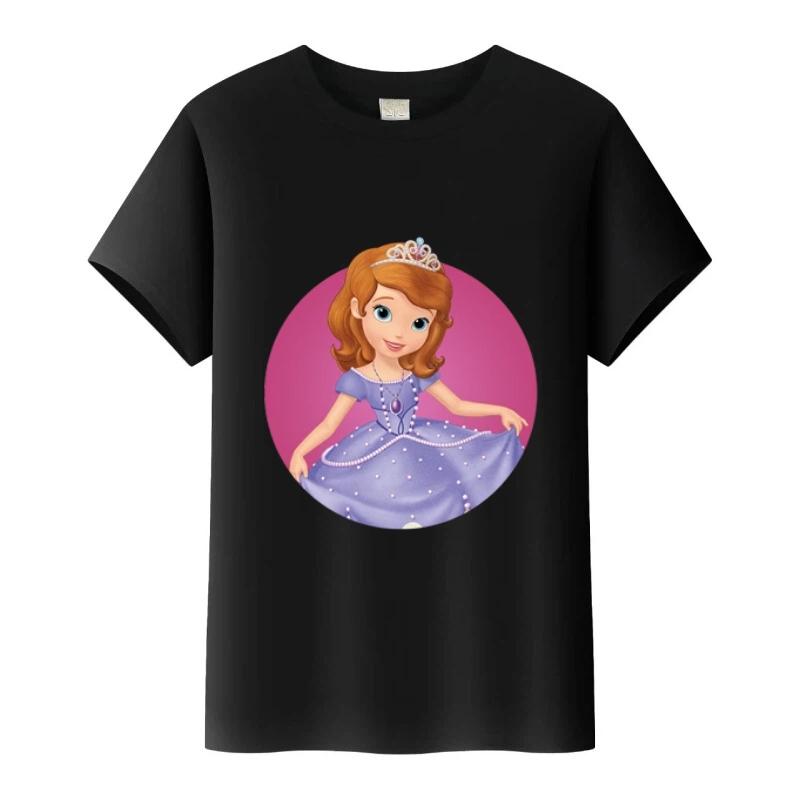 Disney Sofia První Princezna Kreslená Trička Dívčí Kulatý Výstřih Top Tričko Y2k Volné Halenky Harajuku Tričko Letní Oblečení Dárek
