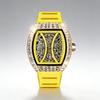 Top Brand Men's Automatic Mechanical Watch Fashion Tonneau Case Luminous Pointer Diamond Skeleton Watch