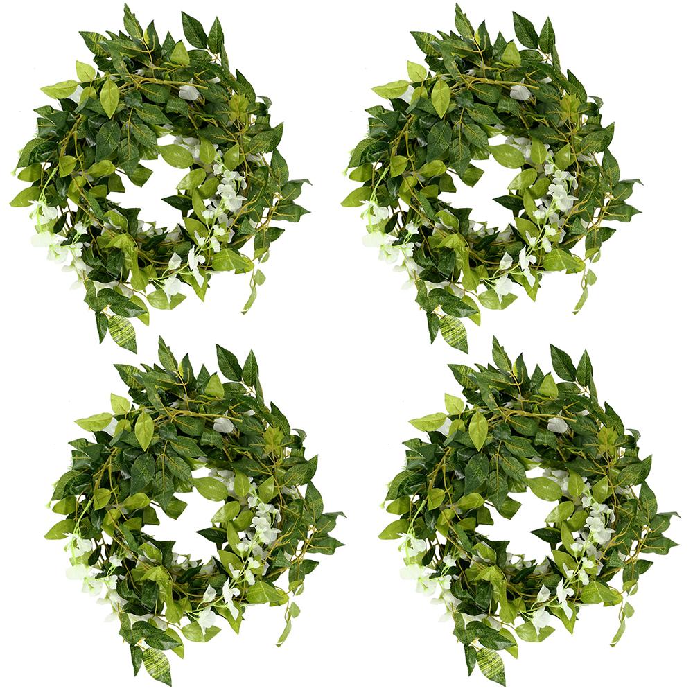 2/4Pcs Wisteria Vine 7ft Faux Flowers Silk Wisteria Garland Artificial Wisteria Vine Rattan Silk Hanging Flower for Home Garden