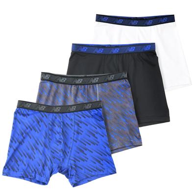 Cuecas Boxer Infantis Meninos Performance Boxer polegada Fecho Frontal 4P Secagem Rápida 4 Peças BM 3.25 (LAU13003) (Preto/Azul Royal/Branco/Magnético)