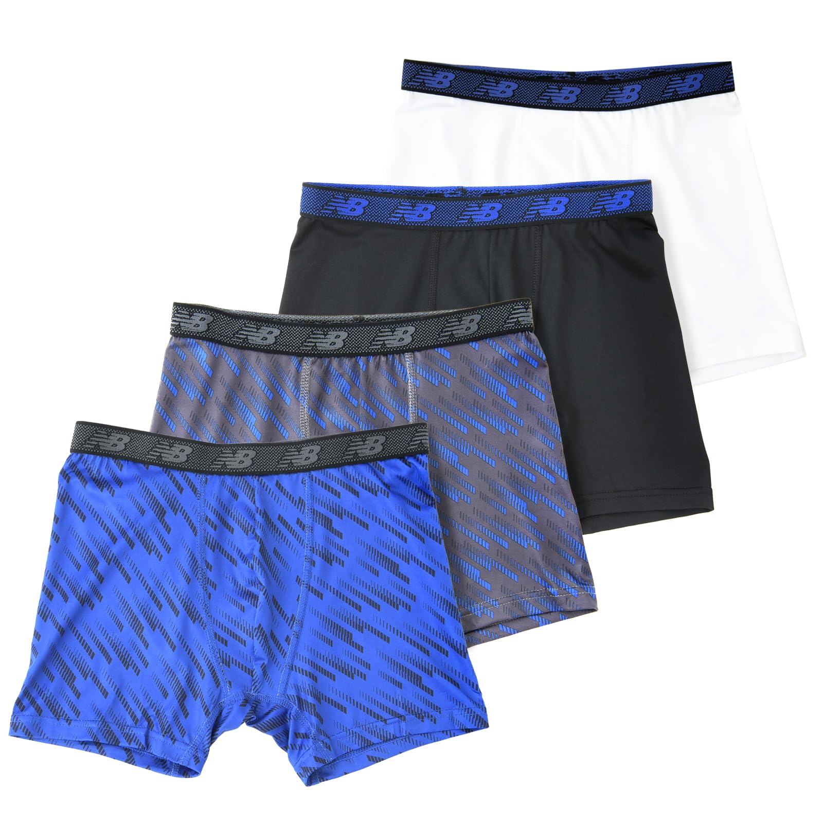 

Детские трусы-боксеры для мальчиков, спортивные боксеры, дюймовая передняя застежка, 4 штуки, быстросохнущие, 4 штуки BM [New Balance] 3.25 (LAU13003) (Черный/Командный королевский/Белый/Магнитный)