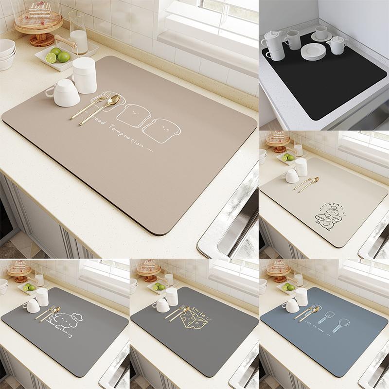 

Simple Kitchen Countertop Drain Mat Placemat for Dining Table Silicone Mat Placemat Table Mat Kitchen Decoration Accessories 20x30cm