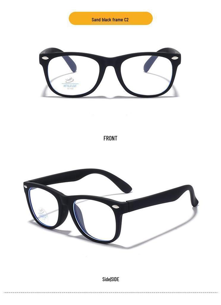 Kids' Color Block Silicone Blue Light Protection Eyeglass Frames - Rivet Design, Lens Compatible.