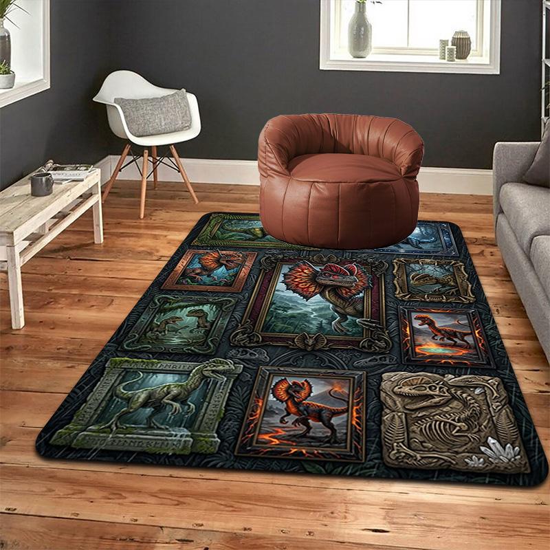Dinosaur Collection Pattern Rug Floor Mat for Living Room or Bedroom Soft and Comfortable Carpet a Gift for Birthday and Holiday.