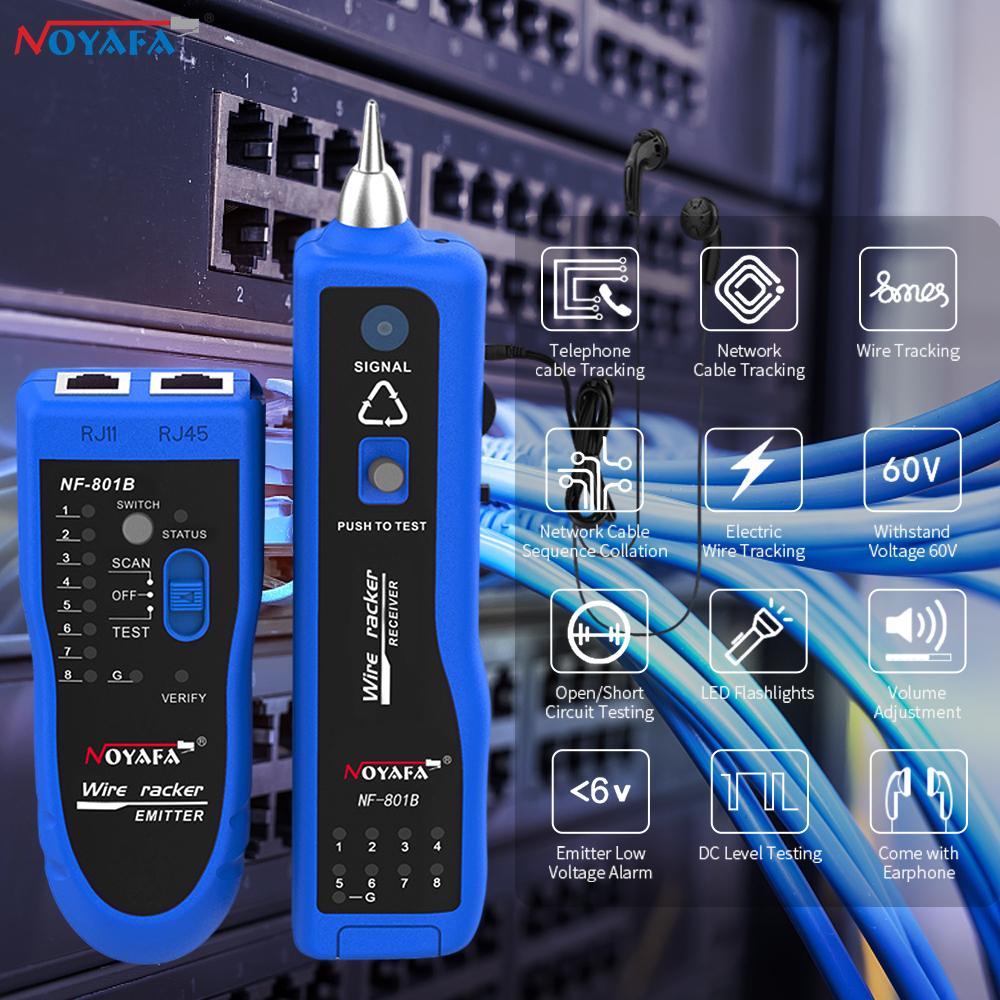 

NOYAFA NF-801B RJ11 RJ45 Устройство поиска телефонных проводов Tracer Тонер Ethernet LAN Тестер сетевого кабеля Кабель с защитой от помех