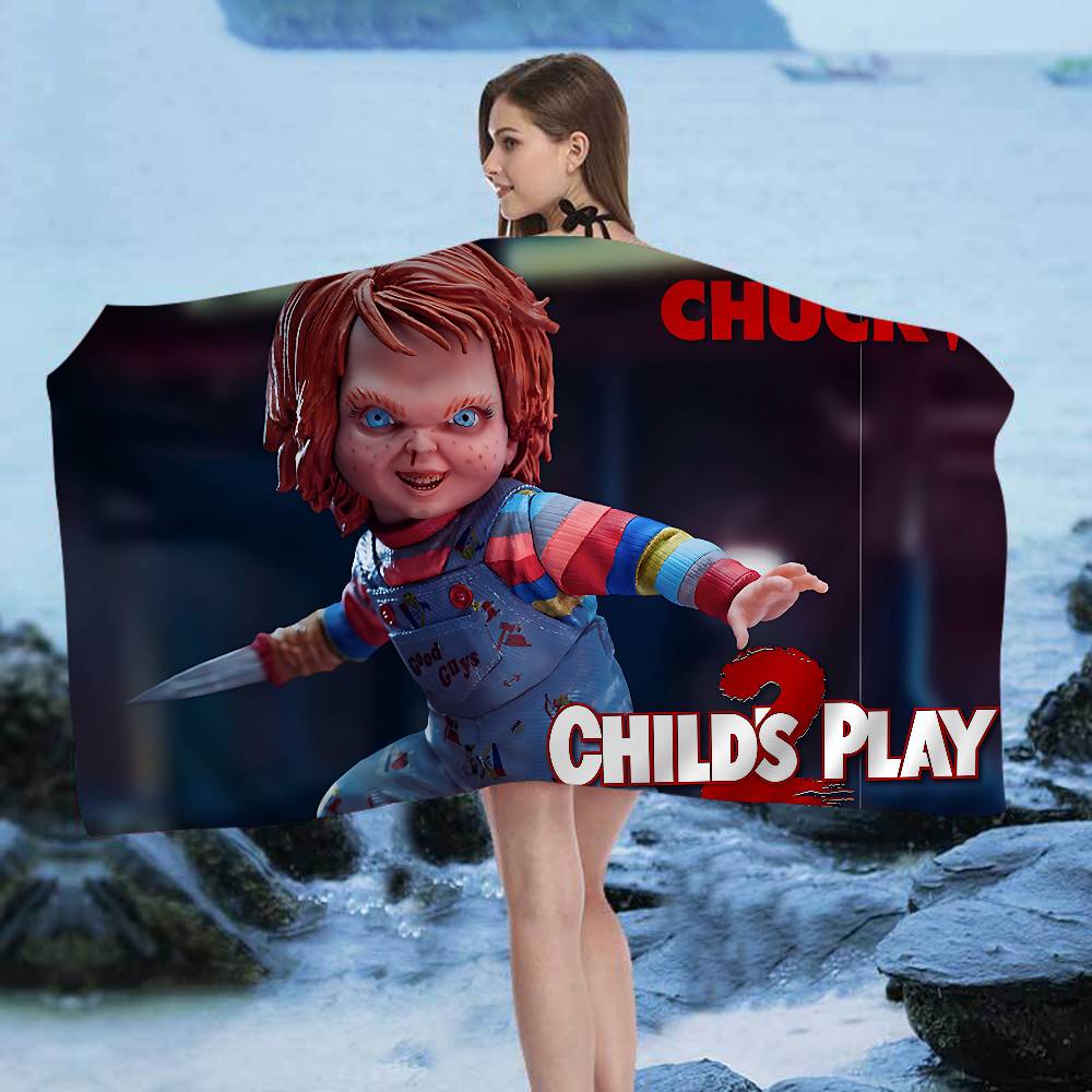 Horror Movie C-Child P-Play Beach Colorful Bath Towels for Girl Microfiber Quick Dry Sand Free Beach Yoga Spa Gym Pool