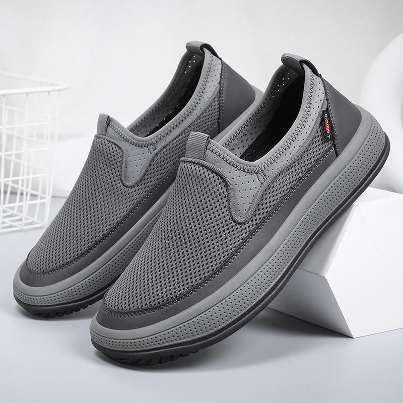 Men's Summer Slip-On Breathable Mesh Shoes - Old Beijing Cloth, Odor-Free, Casual Style