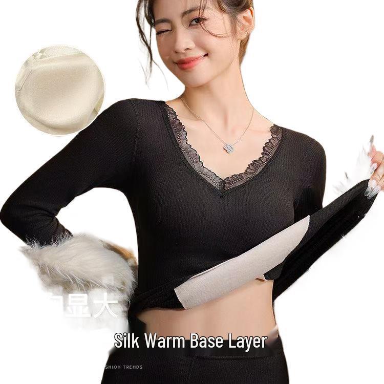 Damen Thermoset: Warme, formende Herbst- und Winter-Basisschicht mit Brustpolstern - Kältebeständig und vielseitig für den Lagenlook