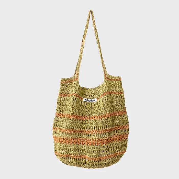 Stripe Net Bag (Olive & Orange)