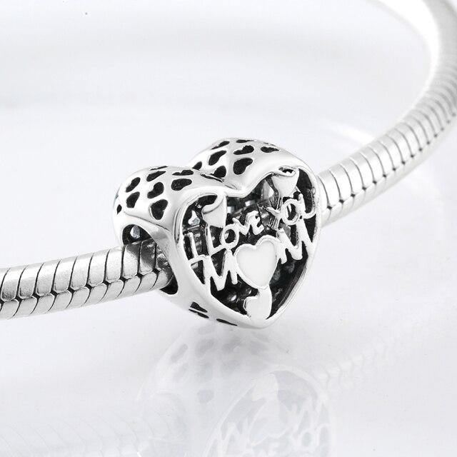 Perles fines en argent sterling 925 de forme ronde La famille est là où l'amour grandit Perles fines à faire soi-même adaptées aux bracelets à breloques originaux Fabrication de bijoux