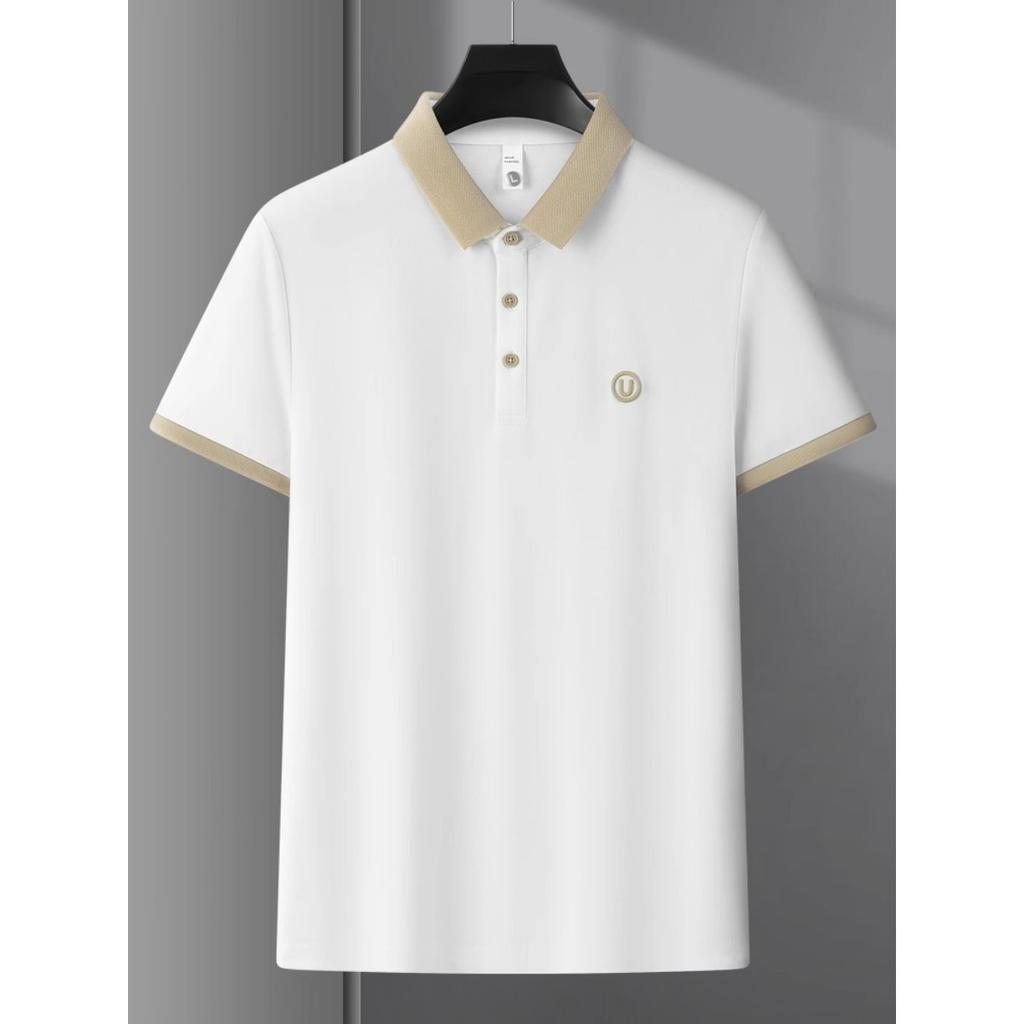 Men's Casual Shirt - Short Sleeved Summer Top, Ribbed Collar and Cuffs Design, Breathable Elastic Fabric, Regular Fit