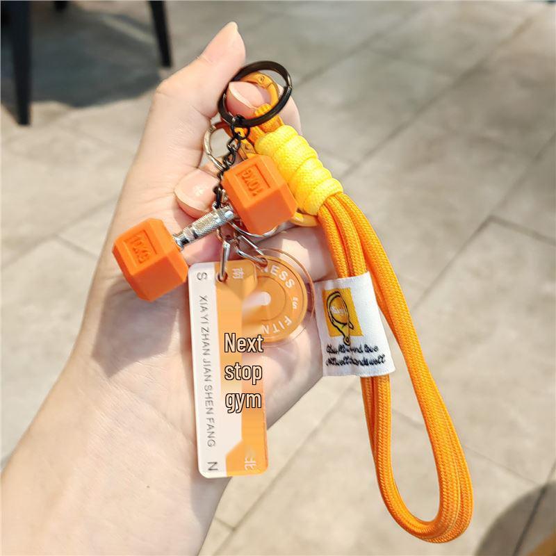 Exquisite Fitness Dumbbell Keychain: Sporty Pendant for Backpacks & Bags