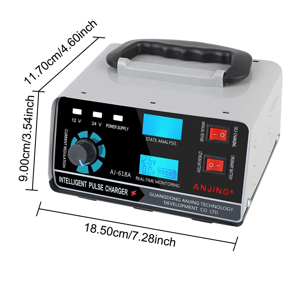 For Car Truck Boat Motorcycle Automatic Battery-chargers Digital LCD Display 400W Five-Stage Power Puls Repair Chargers 12V/24V