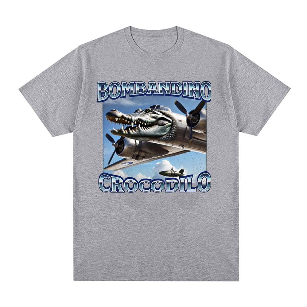 Bombardiro Crocodilo Funny Crocodile Plane Bomber Meme T-shirt Men Women Clothing Casual Cotton Oversized Short Sleeve T Shirts