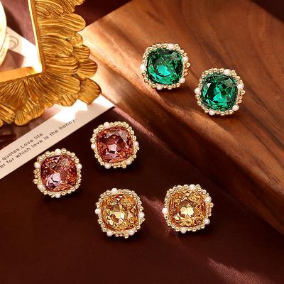 Exquisite Crystal Zircon Stud Earrings: Luxurious, Colorful, Versatile Jewelry for a High-End Fashion Statement