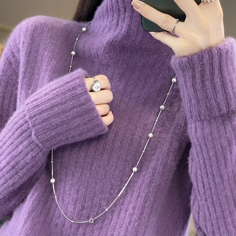 

Женский кашемировый свитер Qinghe cashmere 30% кашемир 70% шерсть Женский осенне-зимний кашемировый свитер мягкий и теплый L фиолетовый