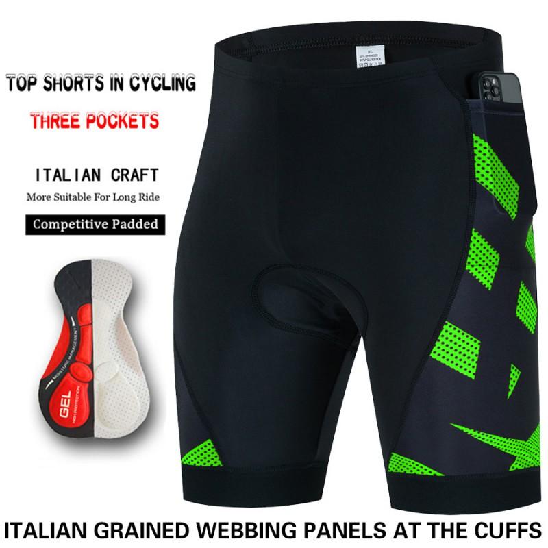 Mens Cycling Shorts With 3 Pockets Quick Dry Breathable Bike Outdoor Road Mountain Biking