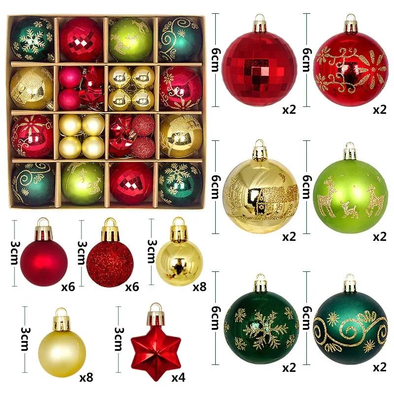 Festive Colorful Painted Christmas Ball Ornaments Reusable Decorative Baubles for Tree Holiday Party Decor Supplies