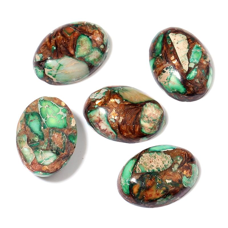 2pcs/lot Natural Stone Cabochon Colorful Imperial Jasper Oval Beads Gemstone Cabochon For DIY Necklace Rings Jewelry Accessories