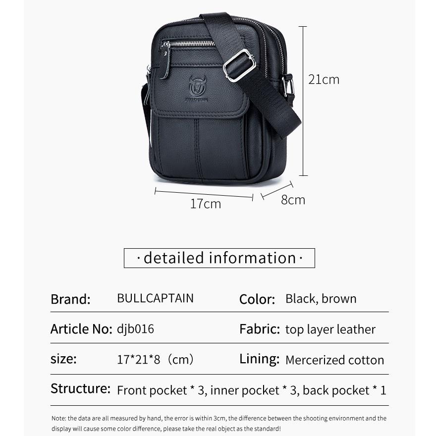 Men's Genuine Leather Messenger Shoulder Bag Vintage Cow Leather Male Casual Multifunction Small Crossbody Bag Fashion