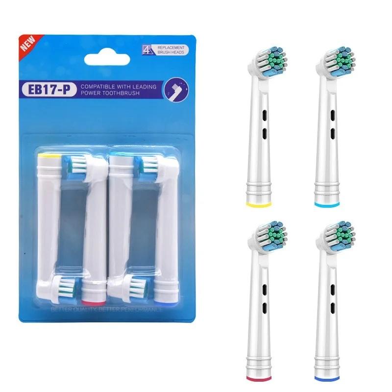 

4 Pcs Electric Toothbrush Replacement Heads For Oral B Toothbrush Nozzles Soft Bristles Tooth Brush Head Oral Clean Care EB-17P