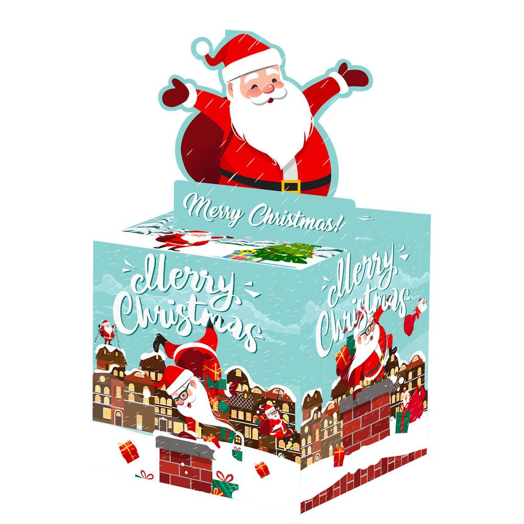 Christmas Santa Blue Holiday Scene Prop With Surprise Money Container For Party Decorations