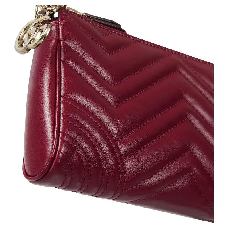 Gucci GG Marmont Logo Double G Zipper Leather Underarm Shoulder Bag Small Women shoulder bag Red 847589-DTDFT-6207