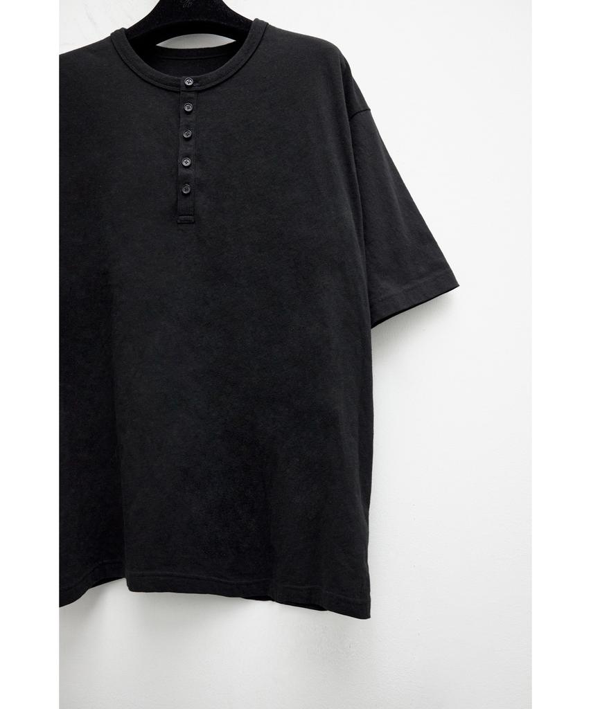 YOUTH Henley Neck H/S T-Shirt - Black