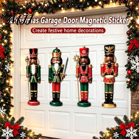 Holiday Party Magnets 4Pcs Christmas Nutcracker Magnetic Decoration for Garage Door, Festive Vintage Soldier Fridge Magnet, Waterproof Dcor