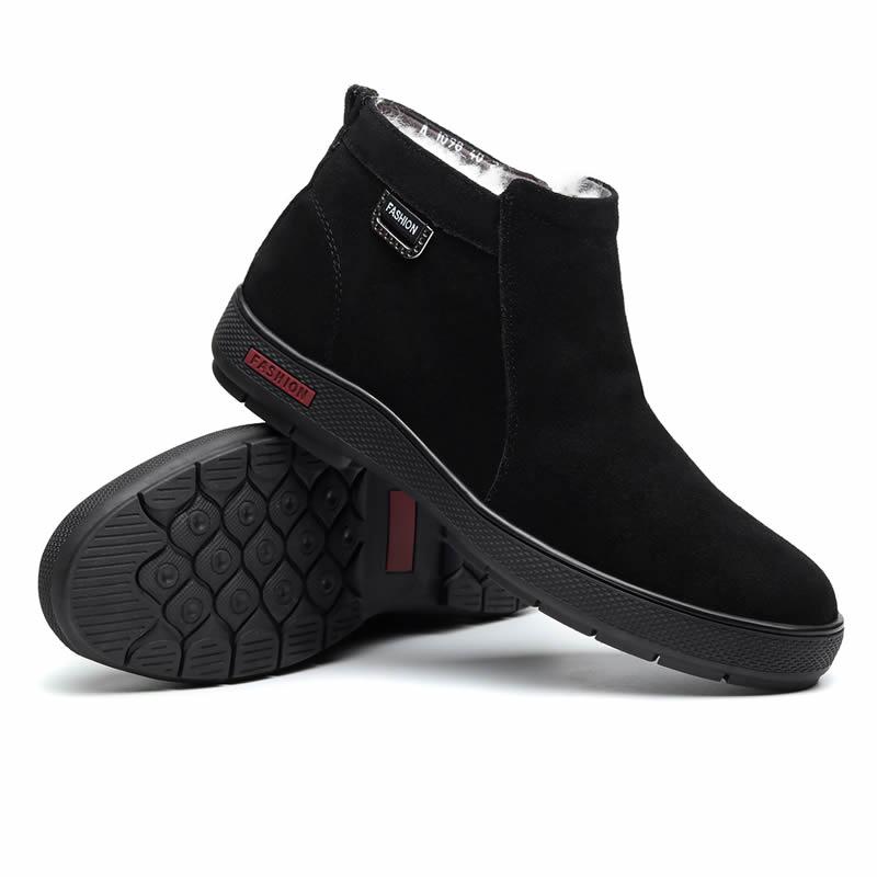 2025 Zima Nowe Męskie Botki Ciepłe Pluszowe Skórzane Zamszowe Buty Codzienne Outdoorowe Męskie Botki Śniegowe