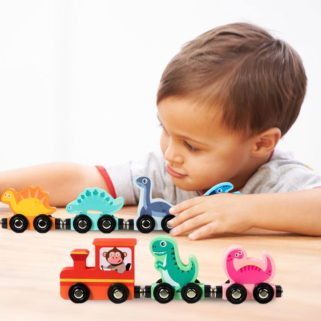 This Children's Magnetic Traffic Train Wooden Spliced Early Education Tractor Building Block Toy Is A High-quality Children's Toy That Combines Educat