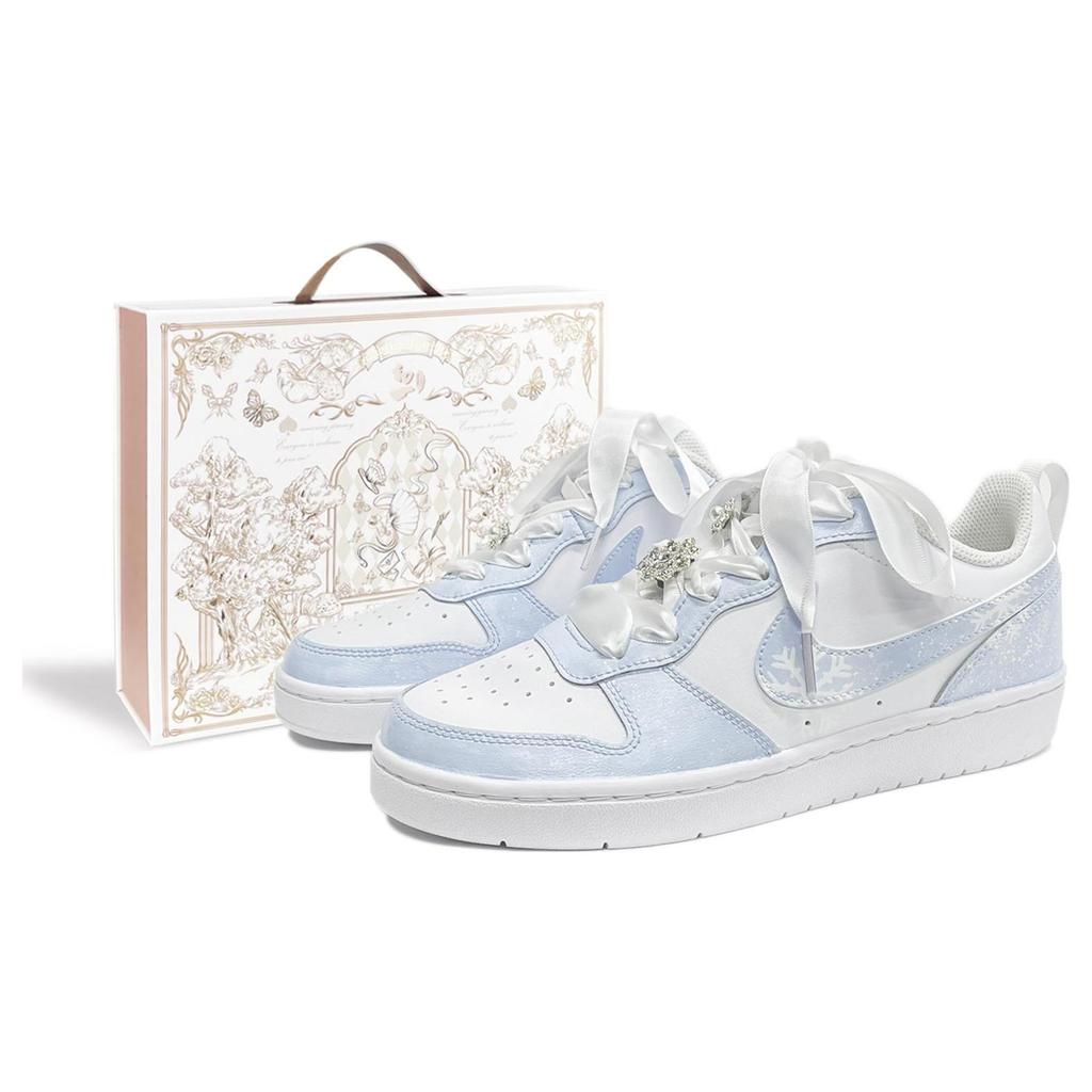 Nike Frozen, First Day Of The New Year Culture Low top Skateboard Shoes GS White Blue BQ5448-100(TeamTwo-S-BOX)